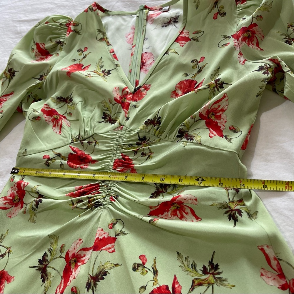 LK BENNETT Gabbi Green And Pink‎ Giant Poppy Print Stretch Silk Fairy Dress - Picture 13 of 16